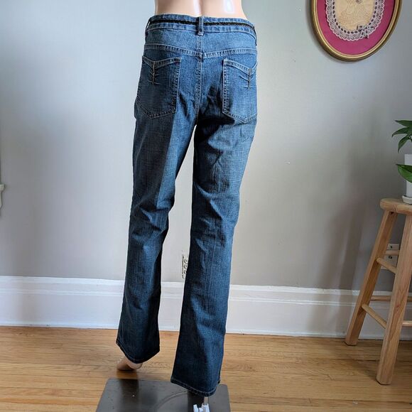 Vintage Y2K Baccini Bootcut Jeans Velvet Sequin Rhinestone Detail Size 12 - Picture 4 of 14